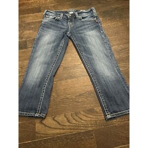 Silver Jeans Womens 28 Blue Aiko Capri Mid Rise Thick Stitch Stretch Y2K